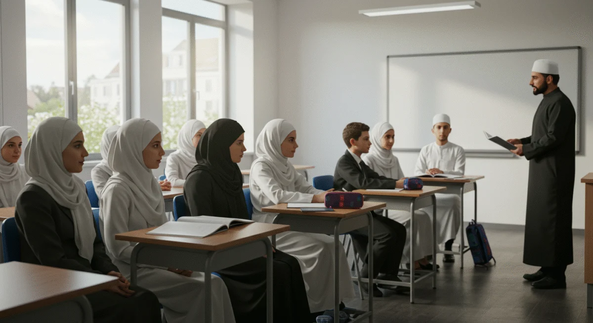 Students studying Quran